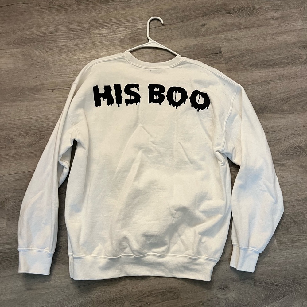 White Graphic Crewneck Sweater